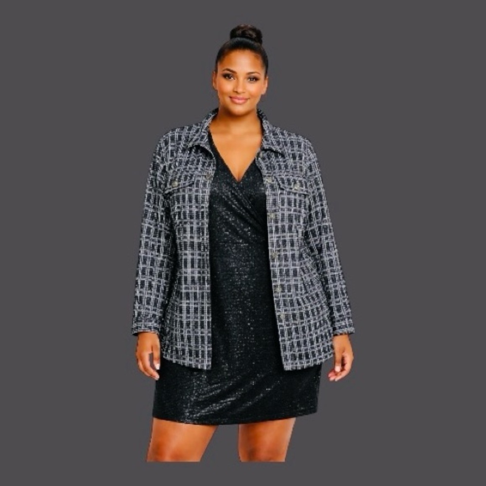 Torrid Black and Silver Plaid Blazer - Picture 3 of 7